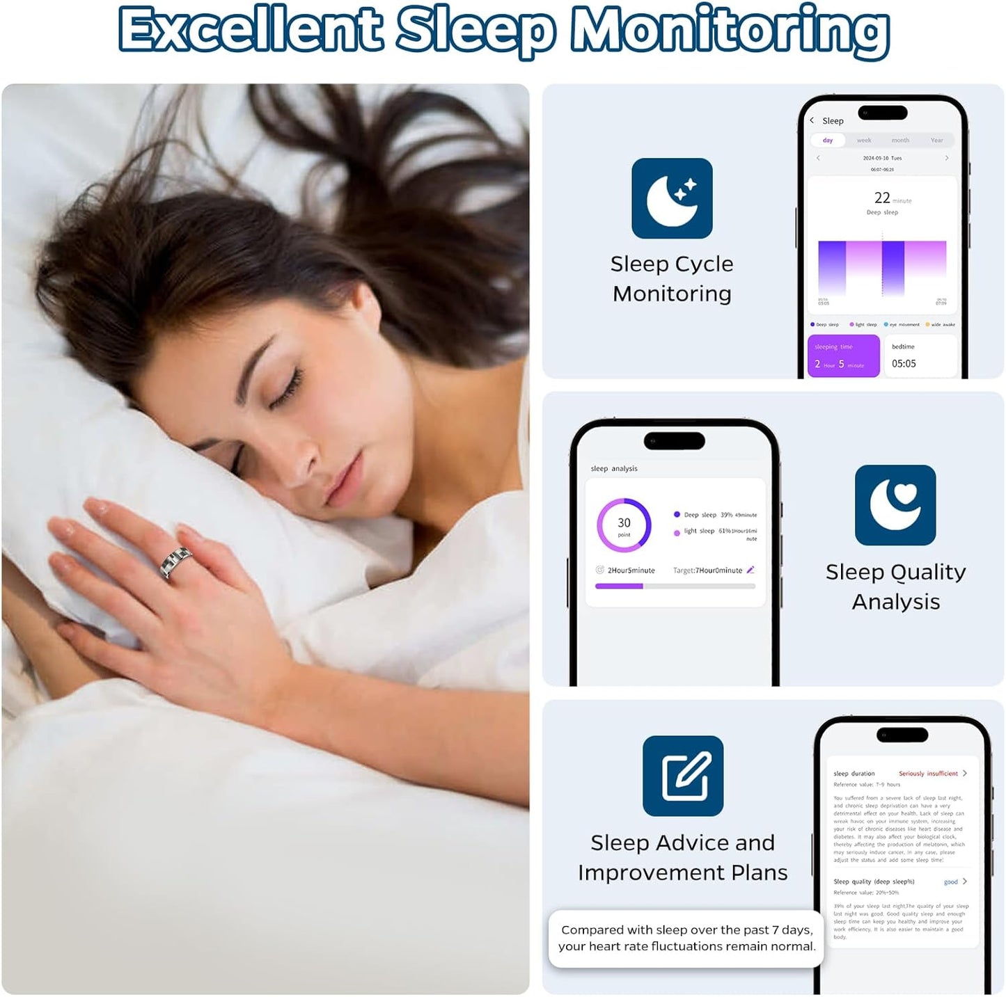 Smart Ring Health Tracker - Silver