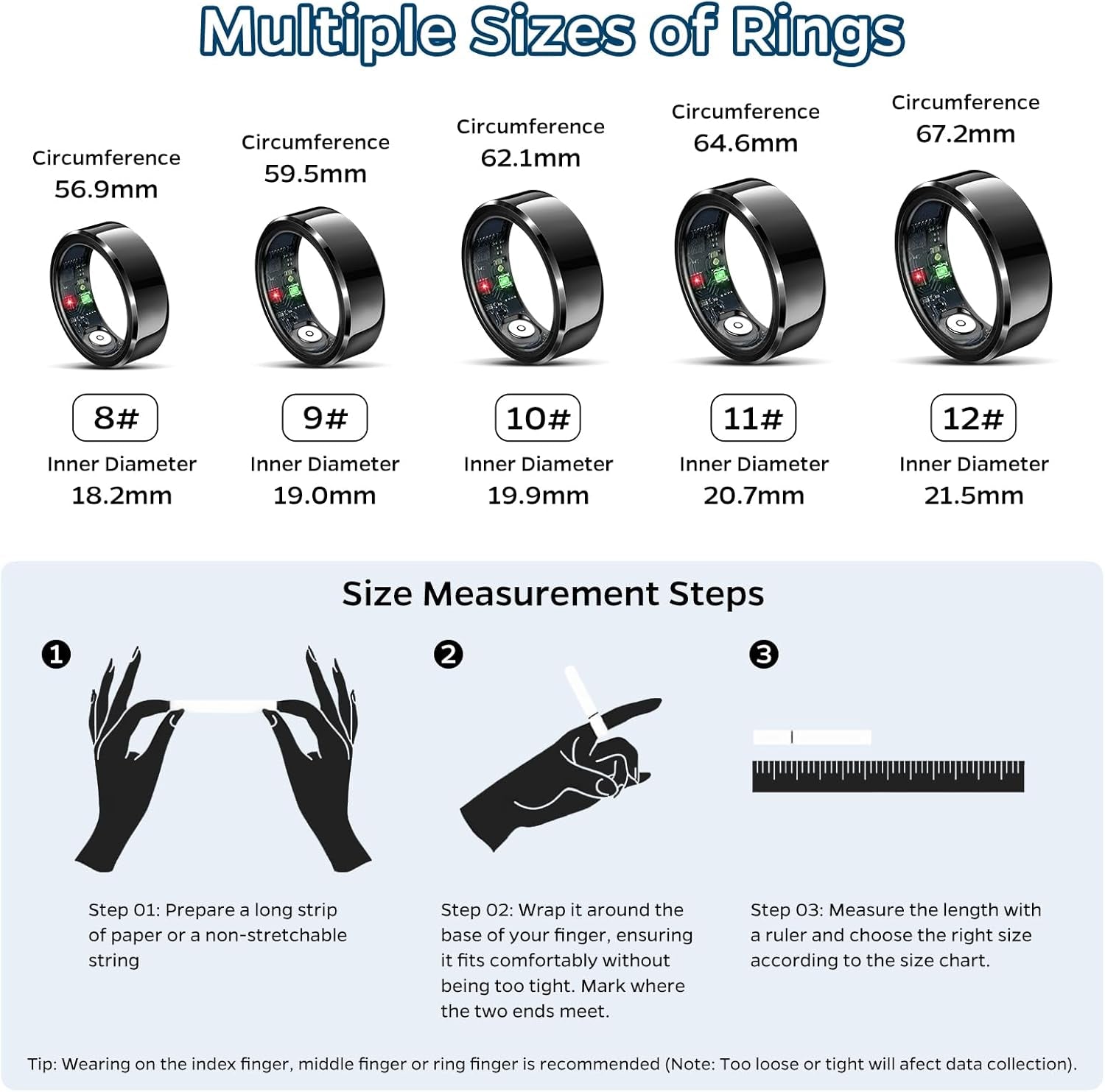 Smart Ring Health Tracker - Black