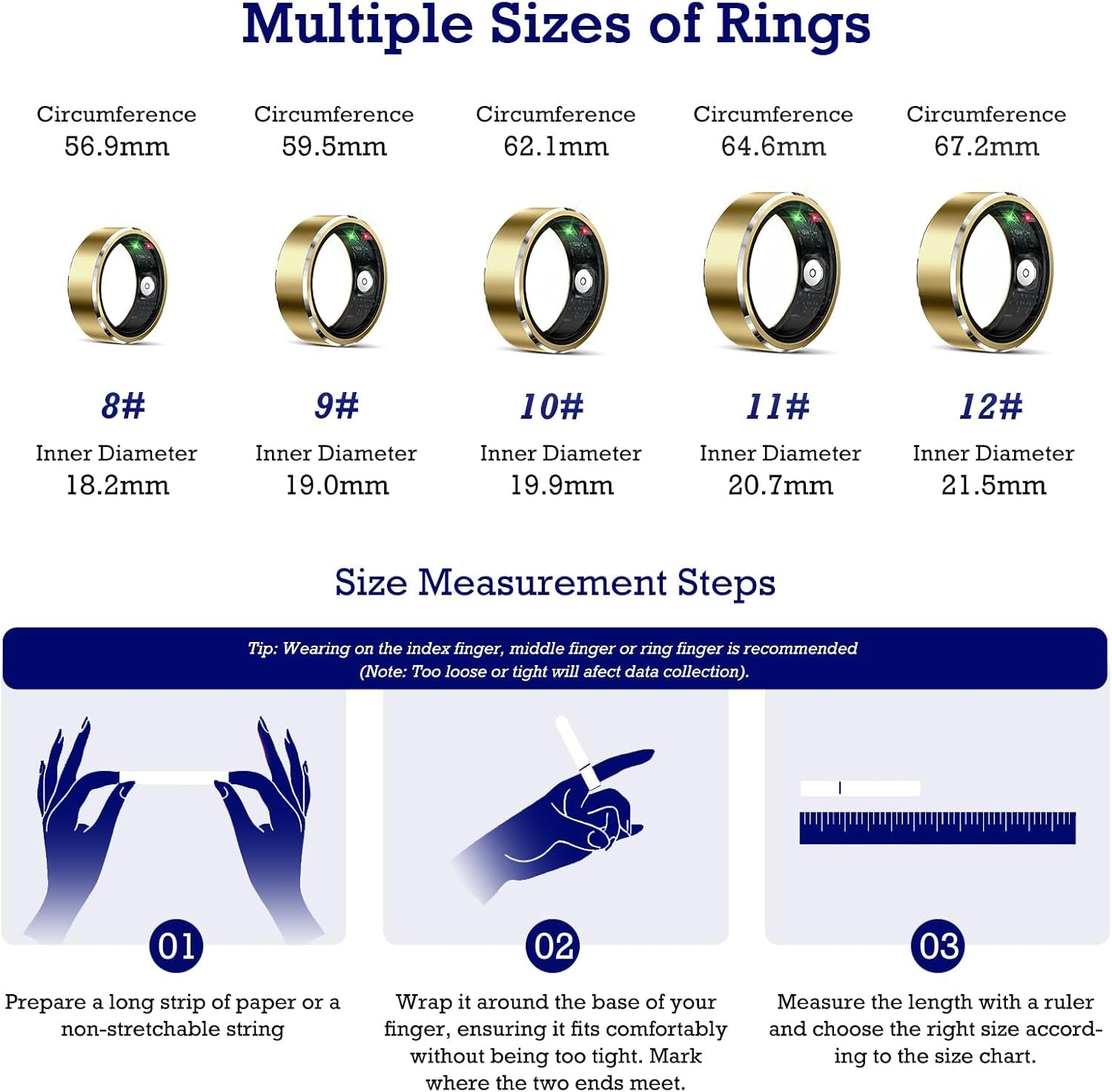 Smart Ring Health Tracker - Gold